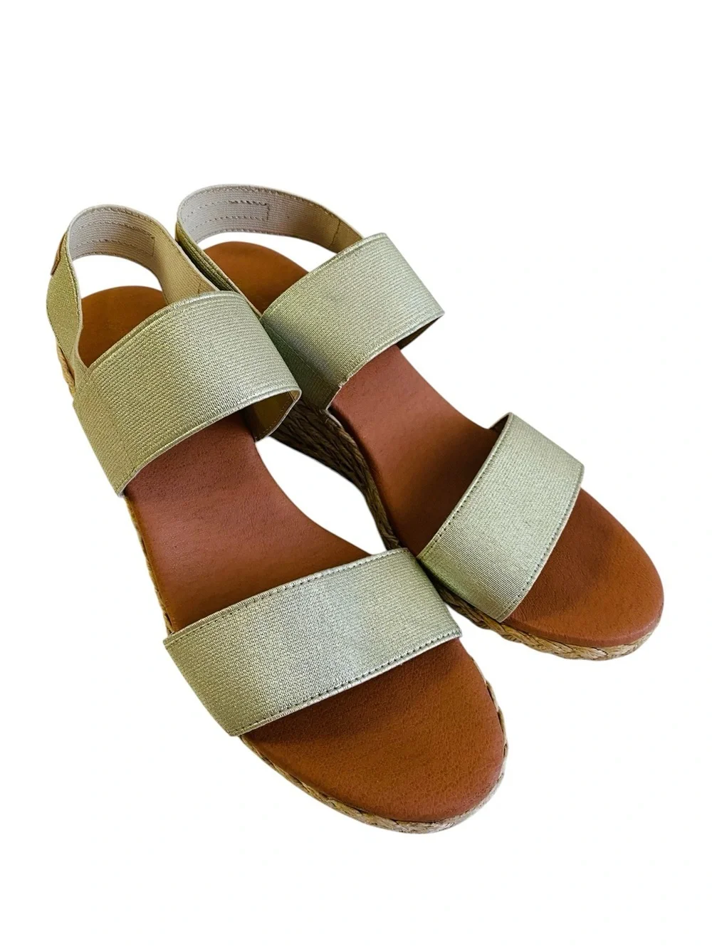 Tommy Bahama Sakura Metallic Sage Green Espadrille Wedge Sandals Size 10